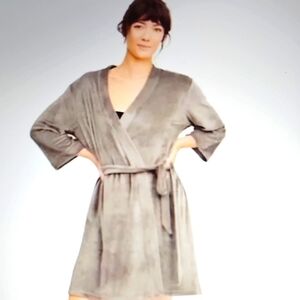 Splended Super Soft Velour Gray Robe Loungewear L/XL EUC